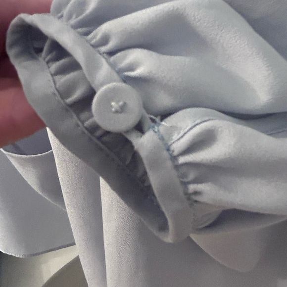 Rebecca Taylor Light Slate Blue Draped Long Sleeve Blouse - Picture 2 of 4